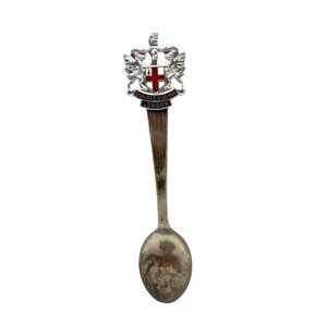 Vintage Silver-Plated Souvenir Spoon London Coat Of Arms Red Cross Shield Design